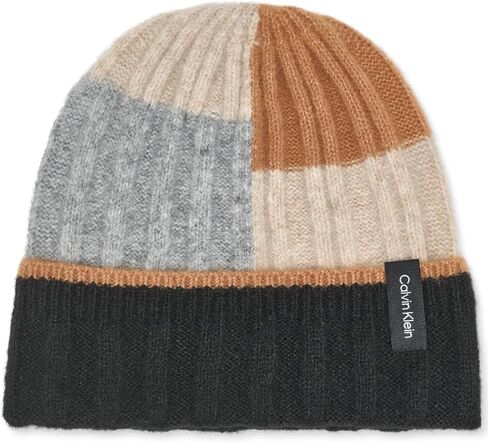 Calvin Klein Womens Patchwork Beanie with Wide Ribb Cuff in Saudi Arabia