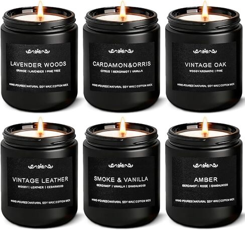 Scented Candles for Men, 6-Pack Candles for Home Scented, 42oz, 300 Hours Burning Time Long-Lasting Aroma — The Masculine Men Candle, Perfect for Boyfriend, Him, Father Aromatherapy Gift in Saudi Arabia