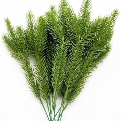 10PCS / Set Christmas Pine Needle Branches Decor Faux Plant Xmas Tree Ornament Home DIY Wreath Decorations 24cm in Saudi Arabia