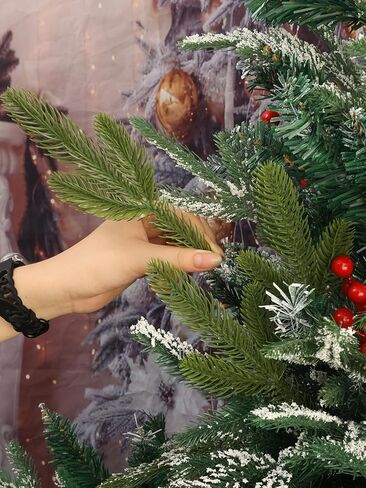 10PCS / Set Christmas Pine Needle Branches Decor Faux Plant Xmas Tree Ornament Home DIY Wreath Decorations 24cm in Saudi Arabia