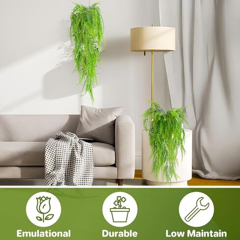 RAINFLOW 3PCS Fake Plants Artificial Ivy Vine Faux Boston Fern Fake Greenery Faux Plants – Artificial Plants Indoor Fake Vines Fake Hanging Ferns for Porch Wall Indoor Outside Home Garden Patio in Saudi Arabia