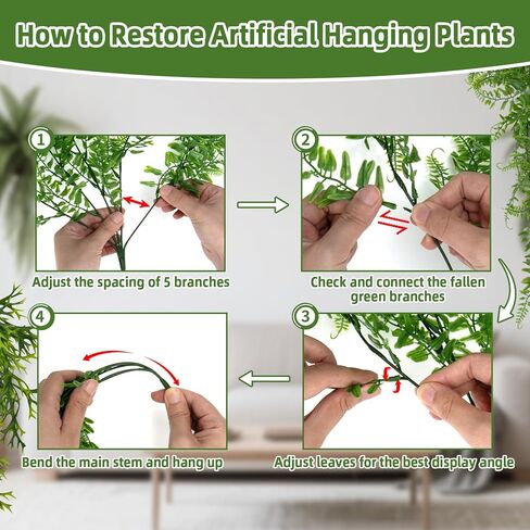RAINFLOW 3PCS Fake Plants Artificial Ivy Vine Faux Boston Fern Fake Greenery Faux Plants – Artificial Plants Indoor Fake Vines Fake Hanging Ferns for Porch Wall Indoor Outside Home Garden Patio in Saudi Arabia