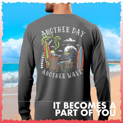 تي شيرت Salty Bones Another Day Another Wave Surfer بأكمام طويلة، مقاس كلاسيكي، مطبوع في الولايات المتحدة الأمريكية in Kuwait