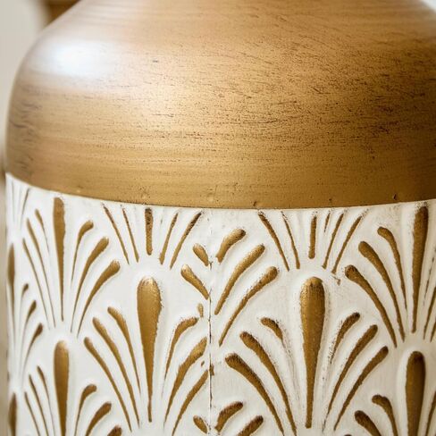 Decorative Metal Floor Vases, White and Gold, Art Deco Pattern, 3-Piece Set, Cylindrical Shape in Saudi Arabia