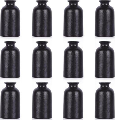 Black Ceramic Bud Vases Set of 6 – 5in Small Vases for Dry Flowers or House Plants, Modern Boho Decorative Vases for Wedding, Home, Table Centerpieces, Mantel or Office Decor in Saudi Arabia