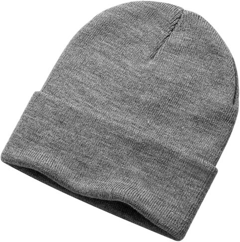 Beanie for Men Women Acrylic Knit Cuffed Warm Hat One Size Fits Most Grey in Saudi Arabia