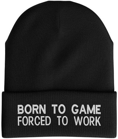 Gaming Beanie Hat, Embroidered Born to Game Hat for Men, Forced to Work Collection, Gaming Gifts in Saudi Arabia