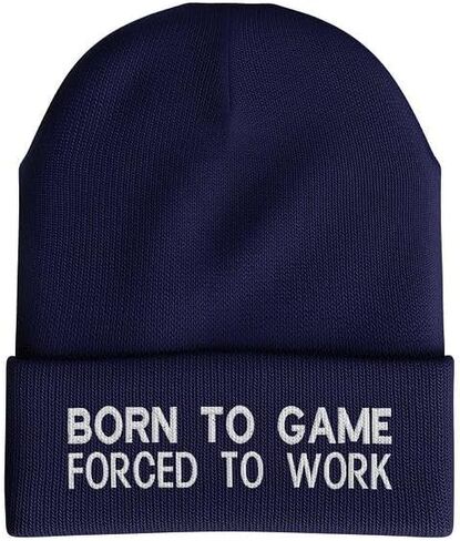 Gaming Beanie Hat, Embroidered Born to Game Hat for Men, Forced to Work Collection, Gaming Gifts in Saudi Arabia