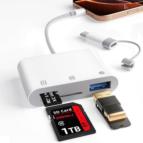 قارئ بطاقة SD لـ iPhone ، دعم بطاقة الذاكرة Veiwer SD و TF ، محول كاميرا USB الرقمية لأجهزة البرق المتوافقة مع iPhone 13 12 11 وأكثر in Saudi Arabia
