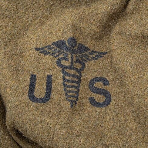Reproduction US Army Medic Wool Blanket - Military Specs, 80% Wool Construction, Printed Logo, Great for Camping, Survival, Sporting Events, Vehicle Emergency Kit, Bugout Bag - Dimensions 64"x 84" in Saudi Arabia