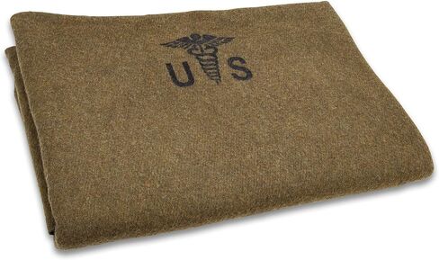 Reproduction US Army Medic Wool Blanket - Military Specs, 80% Wool Construction, Printed Logo, Great for Camping, Survival, Sporting Events, Vehicle Emergency Kit, Bugout Bag - Dimensions 64"x 84" in Saudi Arabia