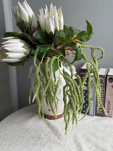 QFSH 3Pcs Artificial Amaranthus Flower Fake Hanging Green for Wedding Bouquets Home Decor Arrangement Photo Props Party Decoration 37''(Green) in Saudi Arabia