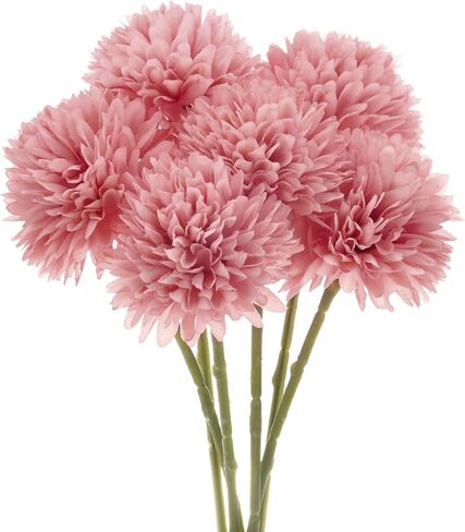 M METERXITY 12-Pack Artificial Chrysanthemum Ball Flowers, 11 Inch Faux Chrysanthemum Silk Bouquets Real Touch Faux Flowers for Home/Wedding/Christmas/Party[Silver] in Saudi Arabia