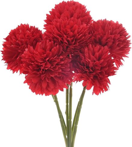 M METERXITY 12-Pack Artificial Chrysanthemum Ball Flowers, 11 Inch Faux Chrysanthemum Silk Bouquets Real Touch Faux Flowers for Home/Wedding/Christmas/Party[Silver] in Saudi Arabia