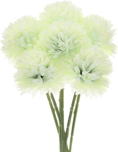 M METERXITY 12-Pack Artificial Chrysanthemum Ball Flowers, 11 Inch Faux Chrysanthemum Silk Bouquets Real Touch Faux Flowers for Home/Wedding/Christmas/Party[Silver] in Saudi Arabia