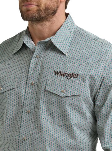 قميص رجالي بأكمام طويلة وشعار Wrangler - أزرق/رمادي in Saudi Arabia