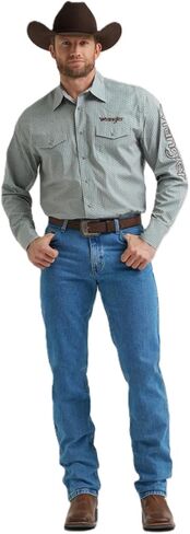 قميص رجالي بأكمام طويلة وشعار Wrangler - أزرق/رمادي in Saudi Arabia