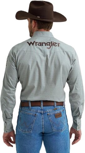 قميص رجالي بأكمام طويلة وشعار Wrangler - أزرق/رمادي in Saudi Arabia