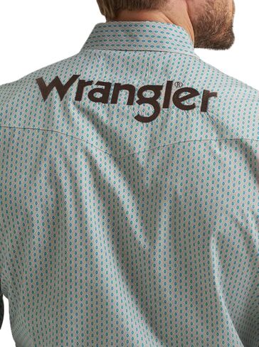 قميص رجالي بأكمام طويلة وشعار Wrangler - أزرق/رمادي in Saudi Arabia