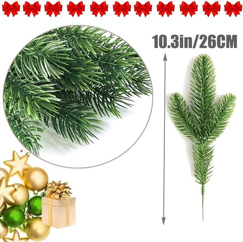 7Queen Artificial Pine Branches Christmas Greenery Plants Pine Needles DIY Cedar Picks and Sprays Accessories for Christmas Garland Wreath Craft and Home Decor (20) in Saudi Arabia