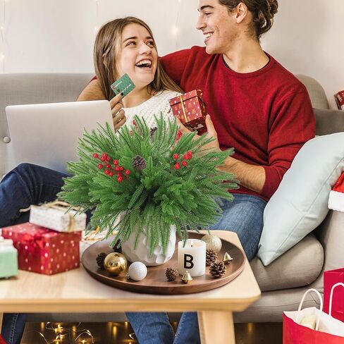 EverPetal 12 Pcs Artificial Pine Branches Christmas Greenery Stems, 18 Inch Norfolk Pine Stems Christmas Tree Branches for Vase DIY Crafts Garland Wreath Xmas Indoor Outdoor Home Office Party Decor in Saudi Arabia