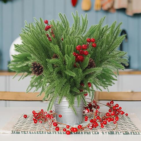 EverPetal 12 Pcs Artificial Pine Branches Christmas Greenery Stems, 18 Inch Norfolk Pine Stems Christmas Tree Branches for Vase DIY Crafts Garland Wreath Xmas Indoor Outdoor Home Office Party Decor in Saudi Arabia
