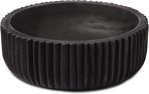 DN DECONATION Oak Wood Black Decorative Bowl-9.25x5.51 Inch Small Bowl for Entryway Key, Fruit, Candy with feet, Boho Farmhouse Home Decor for Dining Room, Coffee Table Centerpiece in Saudi Arabia