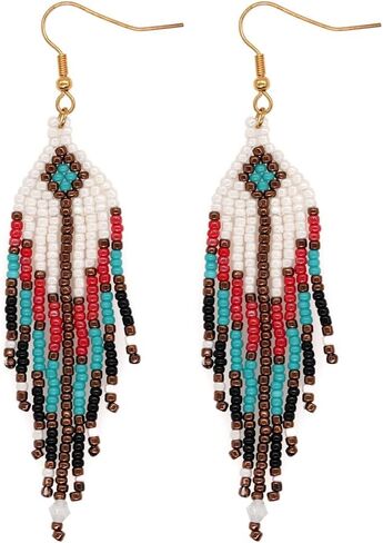 SHINUS BOHO أقراط متدلية مطرزة بشرابة للنساء، تصميم مجوهرات بوهو طويل احتفالي هدايا مجوهرات صيفية متدلية. in Kuwait