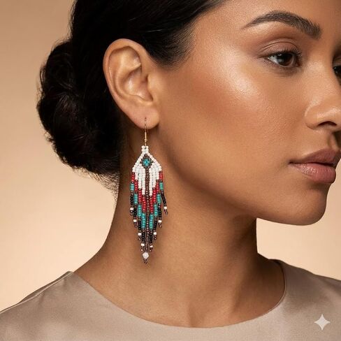 SHINUS BOHO أقراط متدلية مطرزة بشرابة للنساء، تصميم مجوهرات بوهو طويل احتفالي هدايا مجوهرات صيفية متدلية. in Kuwait