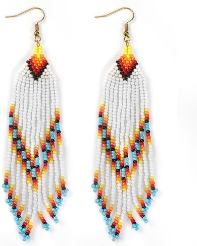 SHINUS BOHO أقراط متدلية مطرزة بشرابة للنساء، تصميم مجوهرات بوهو طويل احتفالي هدايا مجوهرات صيفية متدلية. in Kuwait