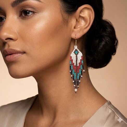 SHINUS BOHO أقراط متدلية مطرزة بشرابة للنساء، تصميم مجوهرات بوهو طويل احتفالي هدايا مجوهرات صيفية متدلية. in Kuwait