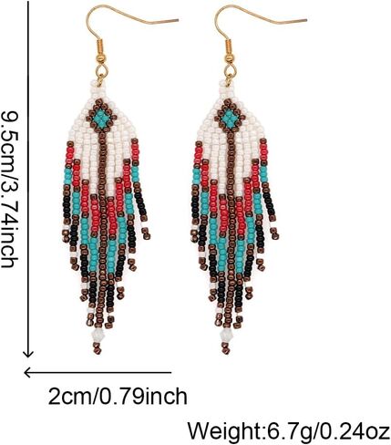 SHINUS BOHO أقراط متدلية مطرزة بشرابة للنساء، تصميم مجوهرات بوهو طويل احتفالي هدايا مجوهرات صيفية متدلية. in Kuwait