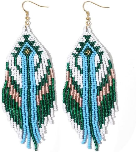 SHINUS BOHO أقراط متدلية مطرزة بشرابة للنساء، تصميم مجوهرات بوهو طويل احتفالي هدايا مجوهرات صيفية متدلية. in Kuwait