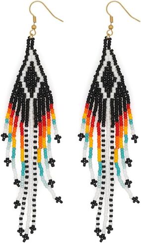SHINUS BOHO أقراط متدلية مطرزة بشرابة للنساء، تصميم مجوهرات بوهو طويل احتفالي هدايا مجوهرات صيفية متدلية. in Kuwait