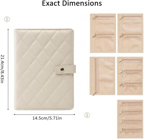 Cecijelry Travel Jewelry Organizer Case, Portable Jewelry Storage Roll Bag with 5 Clear Zipper, Tangle-Free Waterproof Jewelry Organizers for Necklaces(Beige) Earrings Rings Bracelets(Beige) in Saudi Arabia