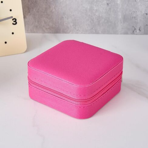 1 Pcs Travel Jewelry Box Organizer, Pink Leatherette Case with Ring Storage and Compartments in Saudi Arabia