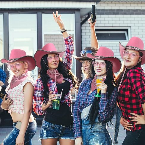 18 Pieces Cowboy Hat with Heart Sunglasses and Paisley Bandanna Set for Women Teens in Saudi Arabia