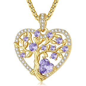 JIYVY32 Tree of Life Necklace 14K Gold for Women, Heart Jewelry with Birthstone Pendant,Anniversary Birthday Christmas Gifts for Her Wife Mom Grandma Daughter in Kuwait