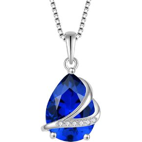 Rocayi Birthstone Necklace for Women 925 Sterling Silver Teardrop Pendant Necklace Christmas Birthday Mother's Day Jewelry Gifts for Wife Mother Her in Kuwait