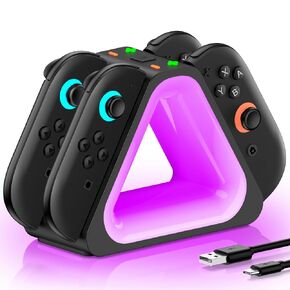 Switch 2 Organizer Station & Charging Dock Station ، 4-in-1 Switch 2 Joycons Charger for Nintendo (2025) مع قاعدة تخزين ، 20 فتحات بطاقة اللعبة ، ومؤشرات وشحن منافذ USB in Kuwait