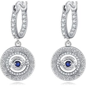 Grmdit Evil Eye Dangle Earrings 925 Sterling Silver Evil Eye Hoop Earrings Evil Eye Jewelry Gifts for Women in Kuwait