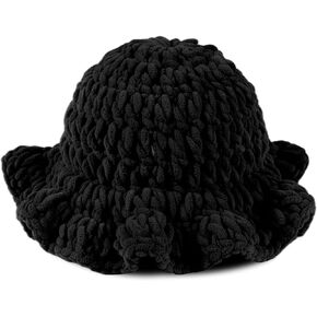 IYOE قبعة دلو كروشيه مكتنزة للنساء قبعة شتوية مرنة كبيرة الحجم، قبعة بوهو لطيفة مصنوعة يدويًا قبعة دافئة للسفر في الهواء الطلق in Kuwait