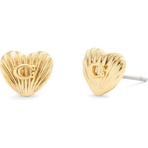 COACH Women's Signature Textured Heart Stud Earrings in Saudi Arabia