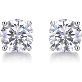 Moissanite Stud Earrings 1 CTTW 925 Sterling Silver, Round Brilliant Diamond Alternative, Lightweight Unisex Earrings with GRA Certification in Saudi Arabia
