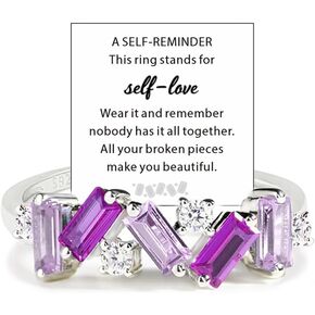 LUDKCCIR Pink Self Love Ring for Women, Nobody Has It All Together S925 Plated with 18 K Irregular Band Ring CZ Cubic Zirconia Inspirational Jewelry Gift, All Your Broken Pieces Make You Beautiful in Saudi Arabia