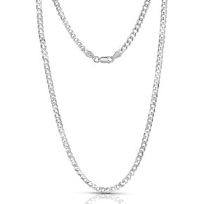 Charmsy Solid 925 Sterling Silver Curb Chain Necklace for Men Women | Italian 3.5MM Diamond-Cut Cuban Link Chain Necklace(16, 18, 20, 22, 24, 26 Inches), Made in Italy in Kuwait