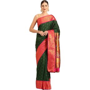 Varkala Silk Sarees Women's Kadiyal Soft Silk Fancy Pallu Paithani Saree With Blouse Piece in Saudi Arabia