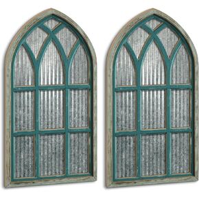 Putuo Decor Weathered White Gothic Arch Window Wall Decor, Rustic Cathedral Frame for Farmhouse Living Room Hallway in Saudi Arabia