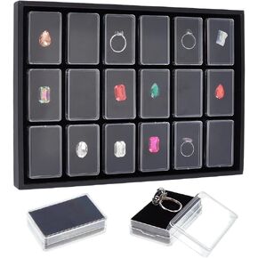PH PandaHall Gemstone Display Case 18pcs Diamond Storage Box Gem Display Tray Small Jewelry Organizer Container Gem Jars Showcase with Sponge for Collectibles Rhinestone Crystal Beads Small Item in Kuwait