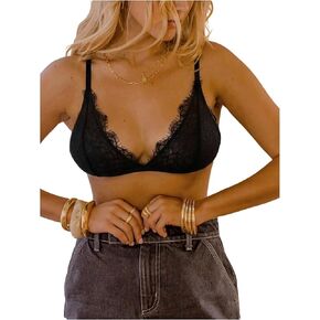 MakeMeChic Women's Lace Wireless Bralette Triangle Plunge Bras Underwear in Saudi Arabia